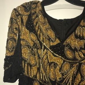black & gold beaded maxi dress